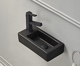 Раковина подвесная Gid Bm9272R черная матовая чаша справа купить в интернет-магазине сантехники Sanbest