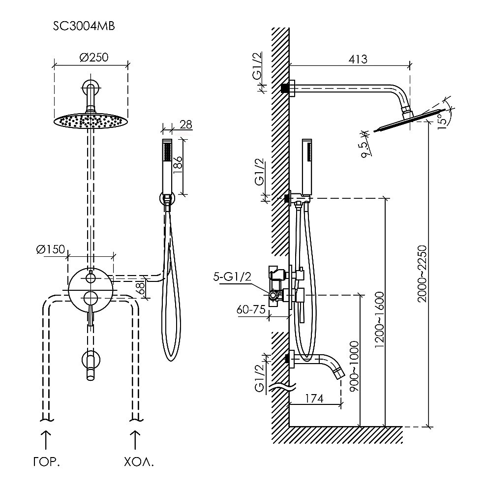 Душевая система Sancos Select SC3004MB черная матовая купить в интернет-магазине сантехники Sanbest