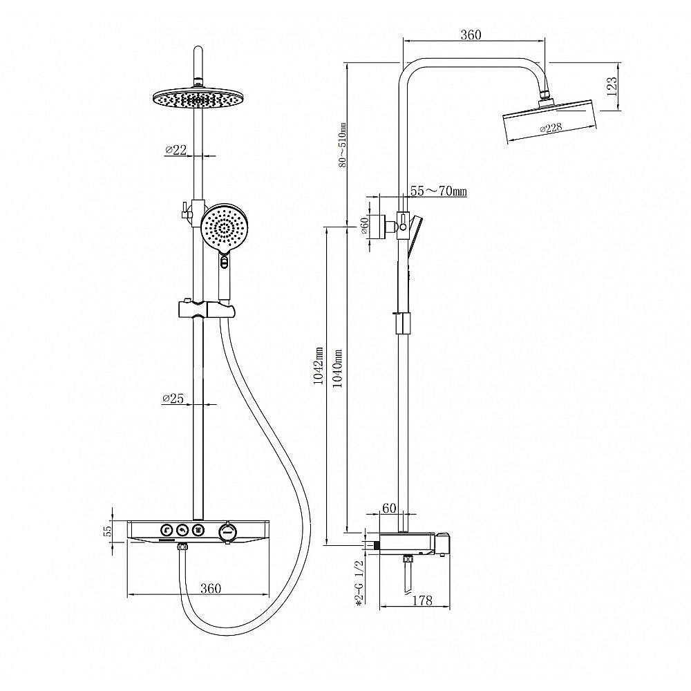 Душевая система BERGES MORANS 75002 черная матовая купить в интернет-магазине сантехники Sanbest