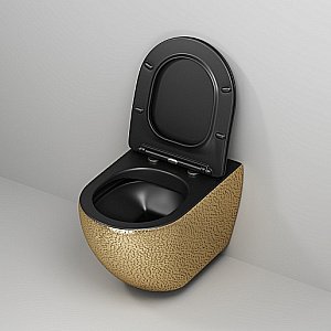 Унитаз подвесной Grossman Color GR-4411GBLS безободковый, с крышкой микролифт, золото/декор купить в интернет-магазине Sanbest