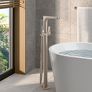 Смеситель для ванны VitrA Root Round A4274134EXP с ручным душем, брашированный никель купить в интернет-магазине сантехники Sanbest