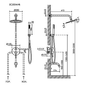 Душевая система Sancos Select SC3004MB черная матовая купить в интернет-магазине сантехники Sanbest