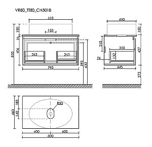 Тумба с раковиной Sancos Very 80 со столешницей, бежевая матовая для ванной в интернет-магазине Sanbest