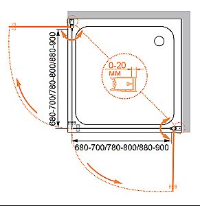 Душевой уголок Cezares Elena 80х80 ELENA-A-2-80-P-Cr стекло матовое/профиль хром купить в интернет-магазине Sanbest