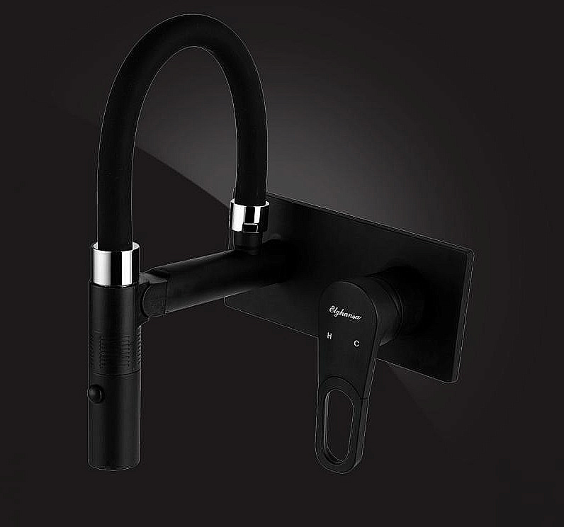 Смеситель для раковины Elghansa Squareline 14Q0191-Black черный купить в интернет-магазине сантехники Sanbest