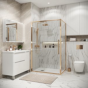 Душевой уголок Grossman Cosmo 120.K33.02.1270.32.00 120x70 стекло прозрачное/профиль золото сатин купить в интернет-магазине Sanbest