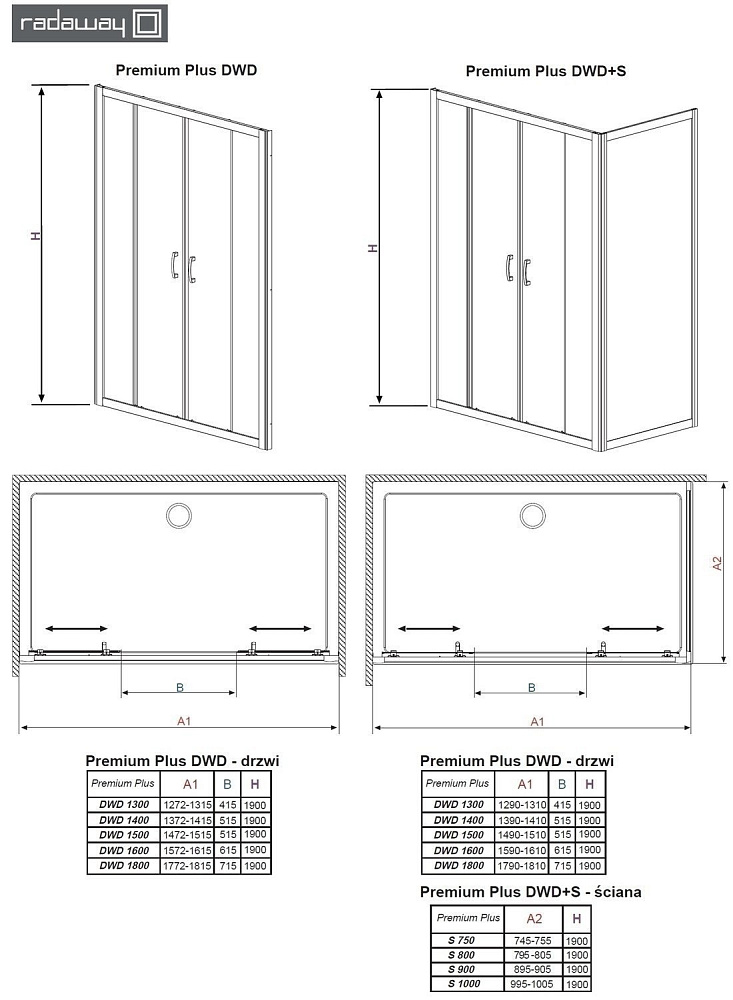 Душевая дверь Radaway Premium Plus DWD 150 купить в интернет-магазине Sanbest