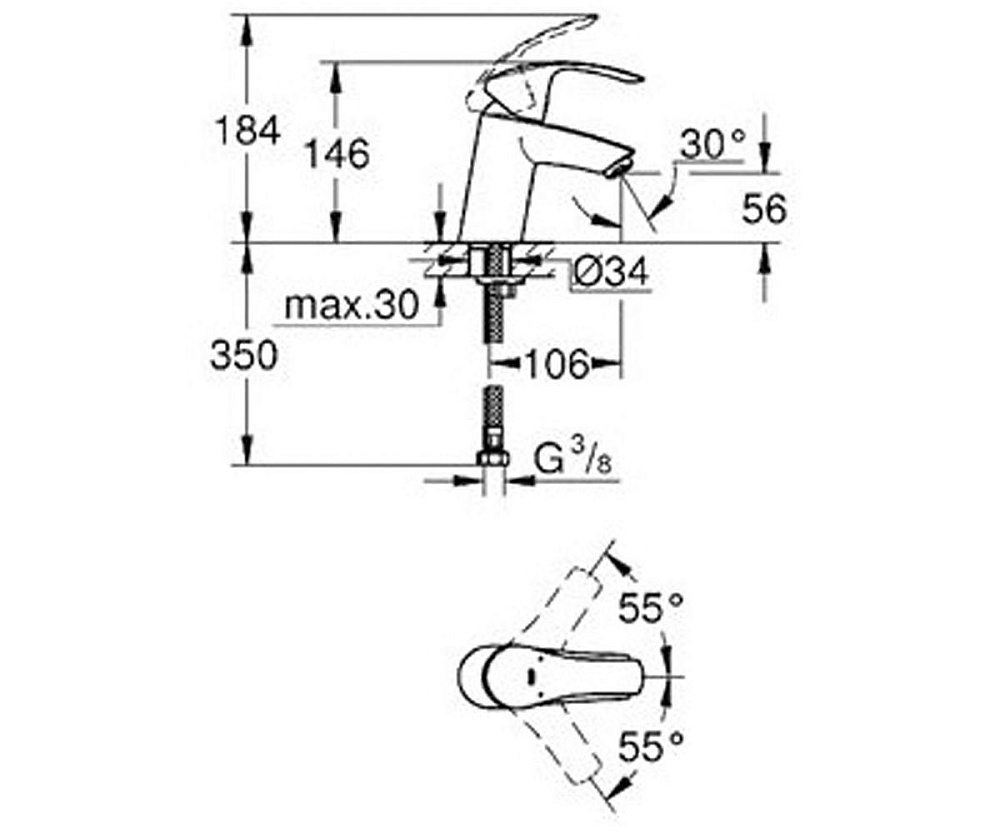 Смеситель для раковины Grohe Eurosmart New 32467002 купить в интернет-магазине сантехники Sanbest