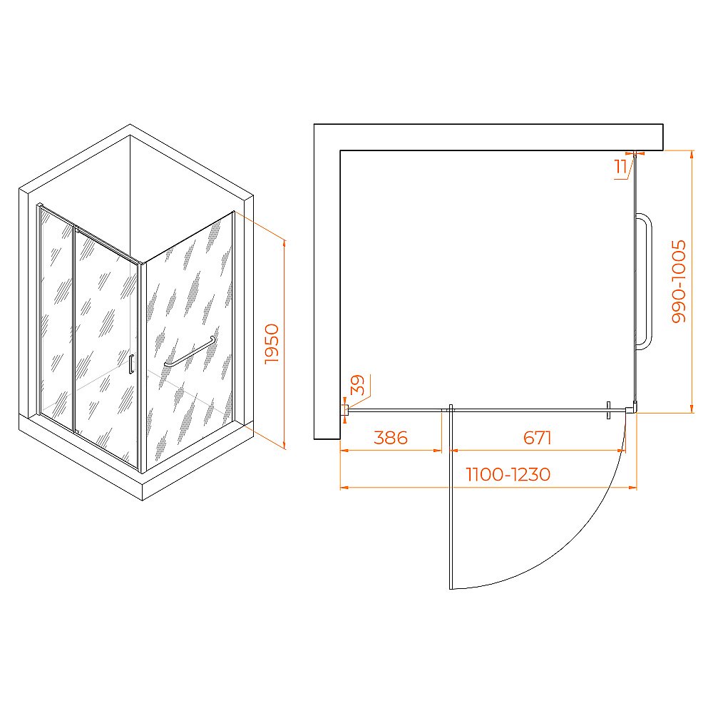 Душевой уголок RGW Passage PA-078-1B (PA-008B + Z-060-2B) 110х100 3508078110-14 стекло прозрачное/профиль черный купить в интернет-магазине Sanbest