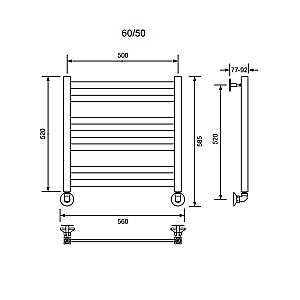 Полотенцесушитель водяной Veconi Vero-B V6050B-B черный купить в интернет-магазине сантехники Sanbest