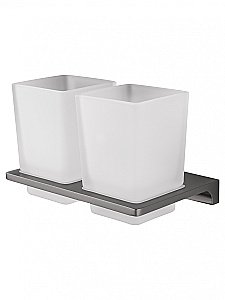 Два стакана для зубных щеток с держателем WONZON & WOGHAND ECLIPSE, Темный графит (WW-9128-GM) купить в интернет-магазине сантехники Sanbest