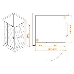 Душевой уголок RGW Passage PA-078-1B (PA-008B + Z-060-2B) 110х100 3508078110-14 стекло прозрачное/профиль черный купить в интернет-магазине Sanbest