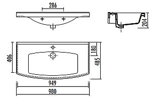 Раковина Creavit Sera 98 TF100-00CB00E-0000 белая купить в интернет-магазине Sanbest