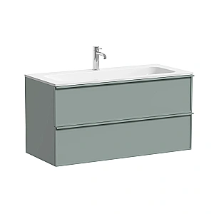 Тумба с раковиной Sancos Velta 100 VL100GG+CN7013 серо-зеленая матовая/раковина белая,  с отверстием для ванной в интернет-магазине Sanbest