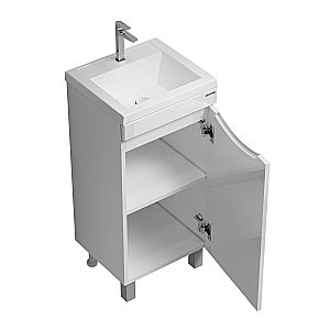 Тумба с раковиной напольная Grossman Виста 40 правая, белый глянец для ванной в интернет-магазине Sanbest