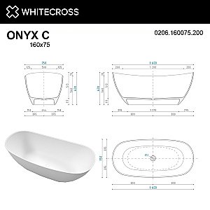 Ванна из искусственного камня WhiteCross ONYX C 160x75 белая матовая купить в интернет-магазине Sanbest