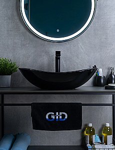 Раковина накладная Gid Lago 61 BL9811 53349 черная купить в интернет-магазине Sanbest