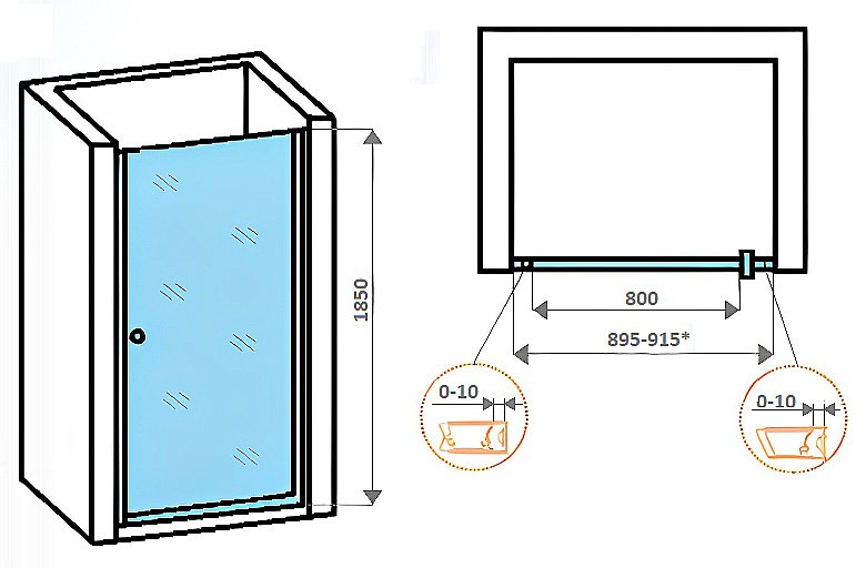 Душевая дверь Parly DE90B 90 купить в интернет-магазине Sanbest
