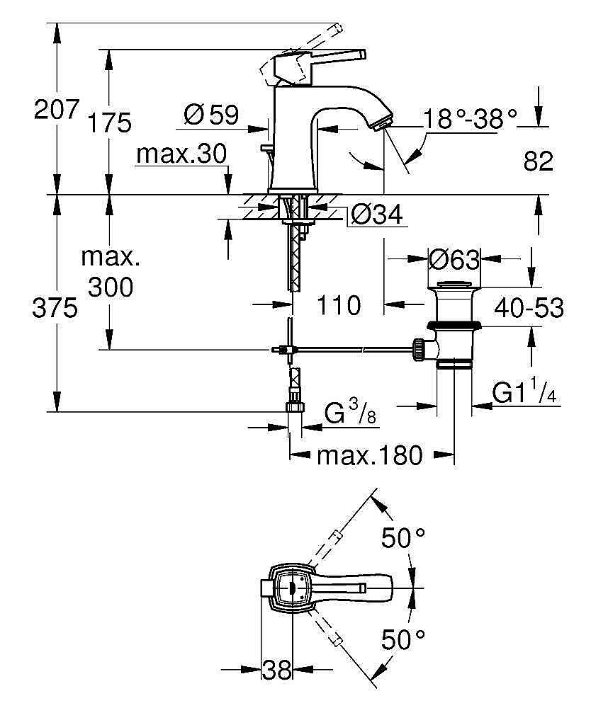 Смеситель для раковины Grohe Grandera 23303IG0 хром/золото купить в интернет-магазине сантехники Sanbest
