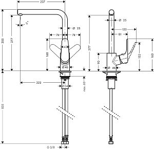 Смеситель для кухни Hansgrohe Focus M41 280 31817670 купить в интернет-магазине сантехники Sanbest