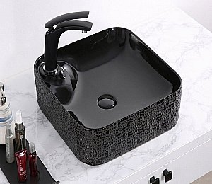 Раковина накладная Ceramalux NC 42,5 D1305H004 черно-глянцевая купить в интернет-магазине Sanbest