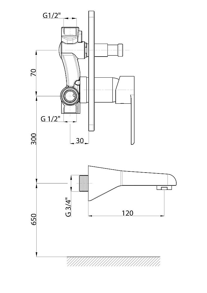 Смеситель для ванны с душем GPD ATROS MAB65 купить в интернет-магазине сантехники Sanbest
