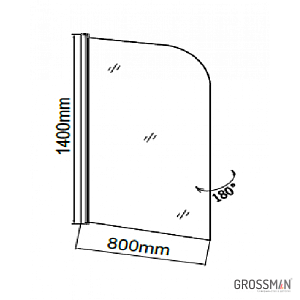 Шторка для ванны Grossman GR-100P 80x140 купить в интернет-магазине Sanbest