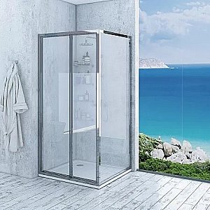 Душевой уголок Акватон Prima 80х80 + Смеситель Roca TARGA стекло прозрачное/профиль серебро купить в интернет-магазине Sanbest