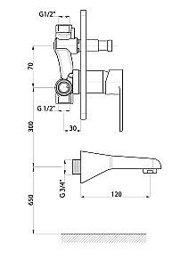 Смеситель для ванны с душем GPD ATROS MAB65 купить в интернет-магазине сантехники Sanbest