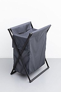 Корзина для белья Allen Brau Priority 6.32001-31+6.32002-87 черная матовая/мешок серый купить в интернет-магазине сантехники Sanbest