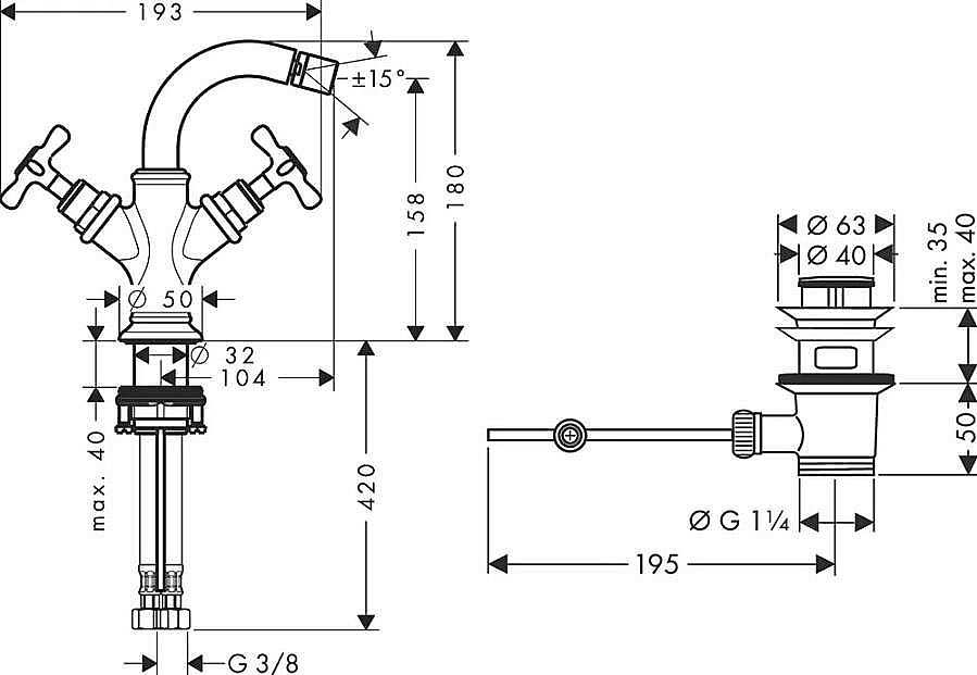 Смеситель для биде Axor Montreux 16520820 никель купить в интернет-магазине сантехники Sanbest