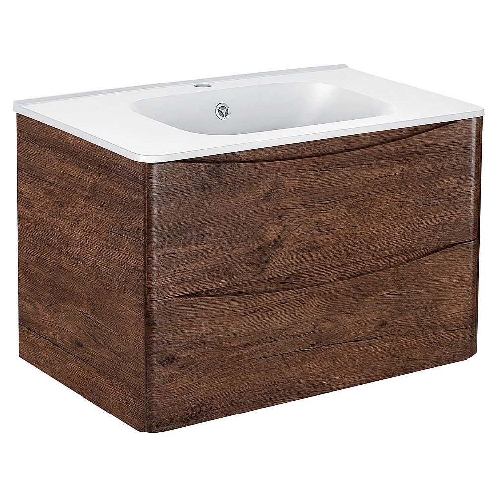 Тумба с раковиной Vincea PAOLA VMC-2P800RW + VCB-2VP800W 80 темное дерево для ванной в интернет-магазине Sanbest