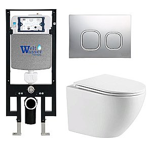 Унитаз с инсталляцией WeltWasser AMBERG 497 + MERZBACH 043 MT-WT + AMBERG RD-CR купить в интернет-магазине Sanbest