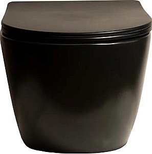 Унитаз подвесной SantiLine SL-5018MB+SL-03 безободковый, с инсталляцией, с крышкой микролифт, черный матовый/кнопка черная матовая купить в интернет-магазине Sanbest