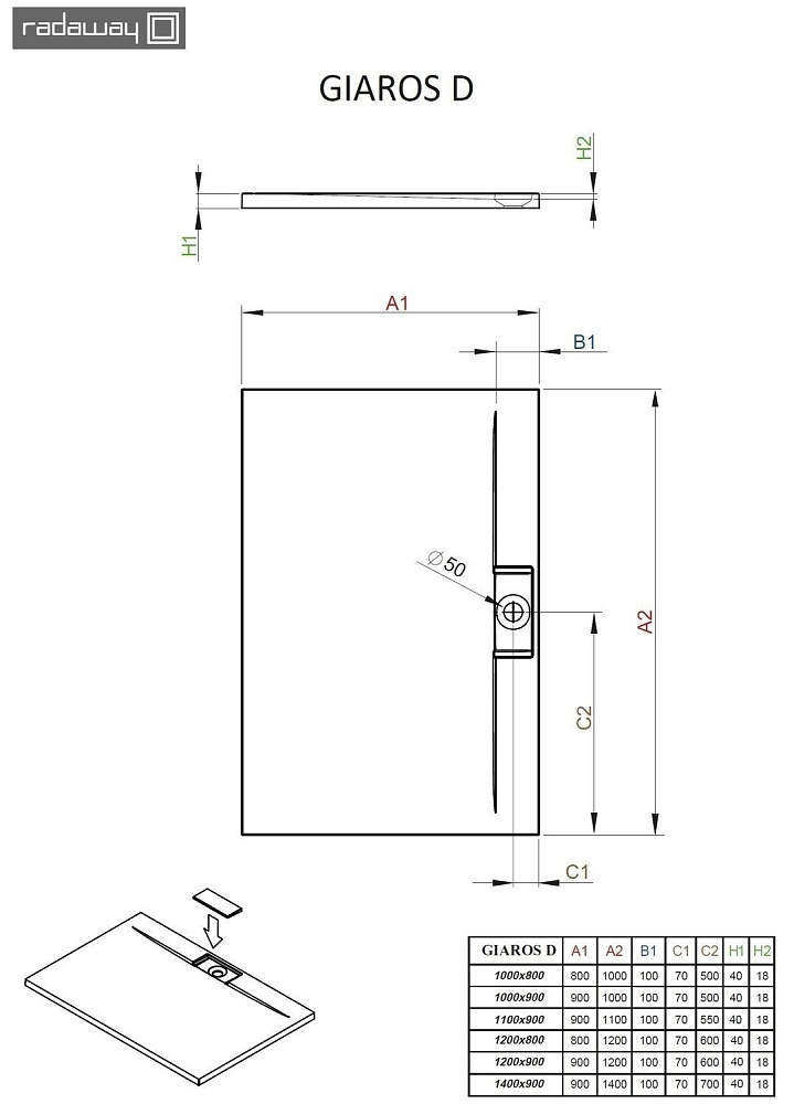 Душевой поддон Radaway Giaros D 110x90 купить в интернет-магазине Sanbest