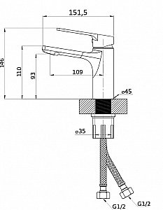 Смеситель для раковины Orange FLAT M12-021cr хром купить в интернет-магазине сантехники Sanbest