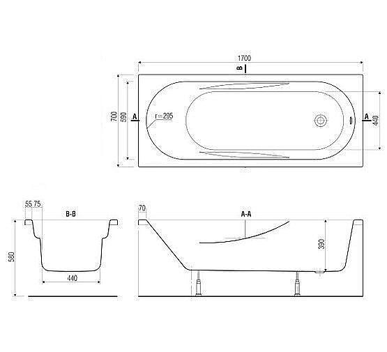 Акриловая ванна Mito Red 170x70 63377 белая купить в интернет-магазине Sanbest