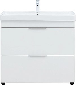 Тумба напольная с раковиной Aquanet Ирис New 90 336309+323883 белая глянцевая для ванной в интернет-магазине Sanbest