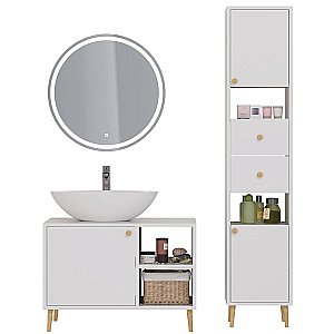 Тумба с раковиной Dreja LUNO 99.2002 80 белый глянец для ванной в интернет-магазине Sanbest