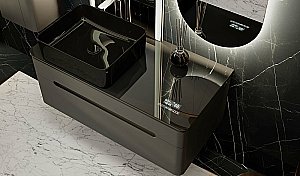 Тумба с раковиной Jorno Shine 100 антрацит с мфу для ванной в интернет-магазине Sanbest