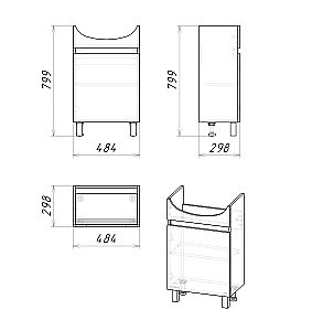 Тумба с раковиной Grossman ПОЛО 105004-1 50 дуб сонома/белая для ванной в интернет-магазине Sanbest