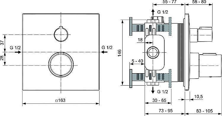 Смеситель для душа Ideal Standard CERATHERM C100 A6956XG купить в интернет-магазине сантехники Sanbest