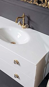 Тумба с раковиной Armadi Art Neoart 80 под моноблок стекло белая для ванной в интернет-магазине Sanbest