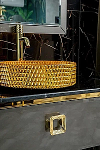 Консоль с раковиной и столешницей Armadi Art LUCIDO 80 глянцевый графит для ванной в интернет-магазине сантехники Sanbest