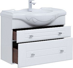 Тумба с раковиной Aquanet Рондо 304289 85 белый глянец для ванной в интернет-магазине Sanbest