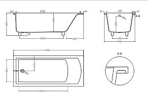 Ванна Salini Cascata Kit S-Sense 170x75 104313M белая матовая купить в интернет-магазине Sanbest