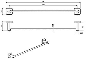 Полотенцедержатель WONZON & WOGHAND WW-V1101-CR хром купить в интернет-магазине сантехники Sanbest