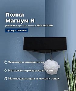 Полка Aquanet Магнум Н 341536 28 черная матовая купить в интернет-магазине сантехники Sanbest