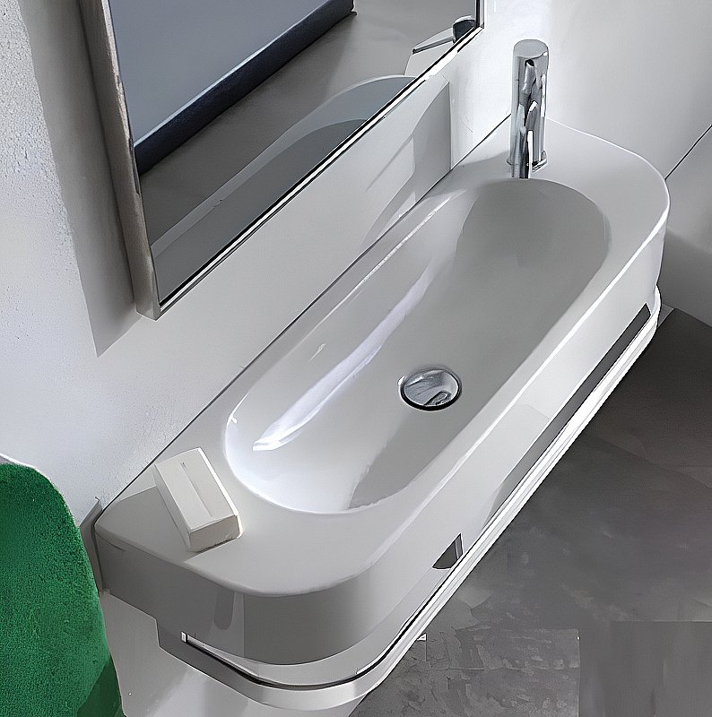 Раковина подвесная Globo Forty3 70 смеситель справа/слева, белая купить в интернет-магазине Sanbest