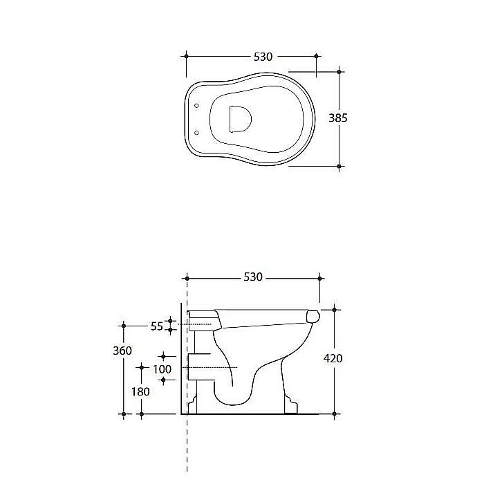 Унитаз приставной Kerasan Retro 1011 Черный Глянцевый купить в интернет-магазине Sanbest